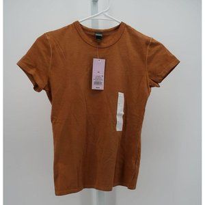 WOMEN'S SHORT SLEEVE SLIM FIT T-SHIRT BROWN XS